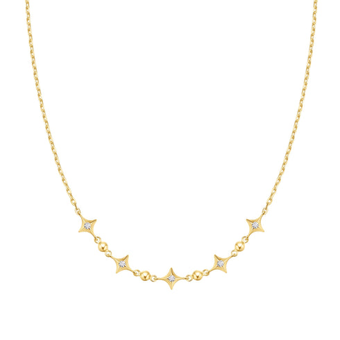 Gold Sparkling Star Station Necklace